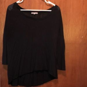 Black quarter sleeve shirt with sheer shoulder